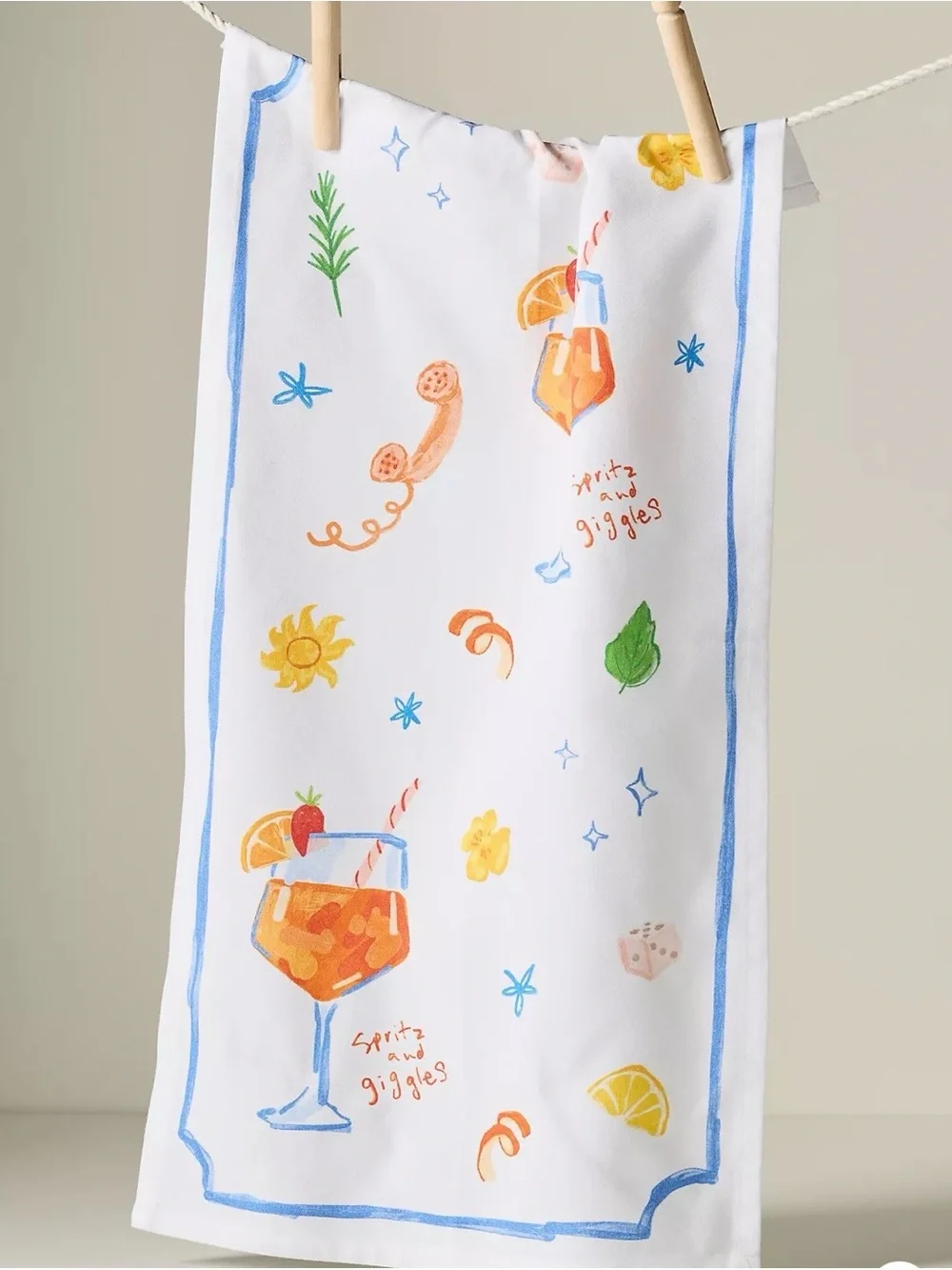 NWT Anthropologie “Spritz And Giggles” Bar Dish Towel 12x24